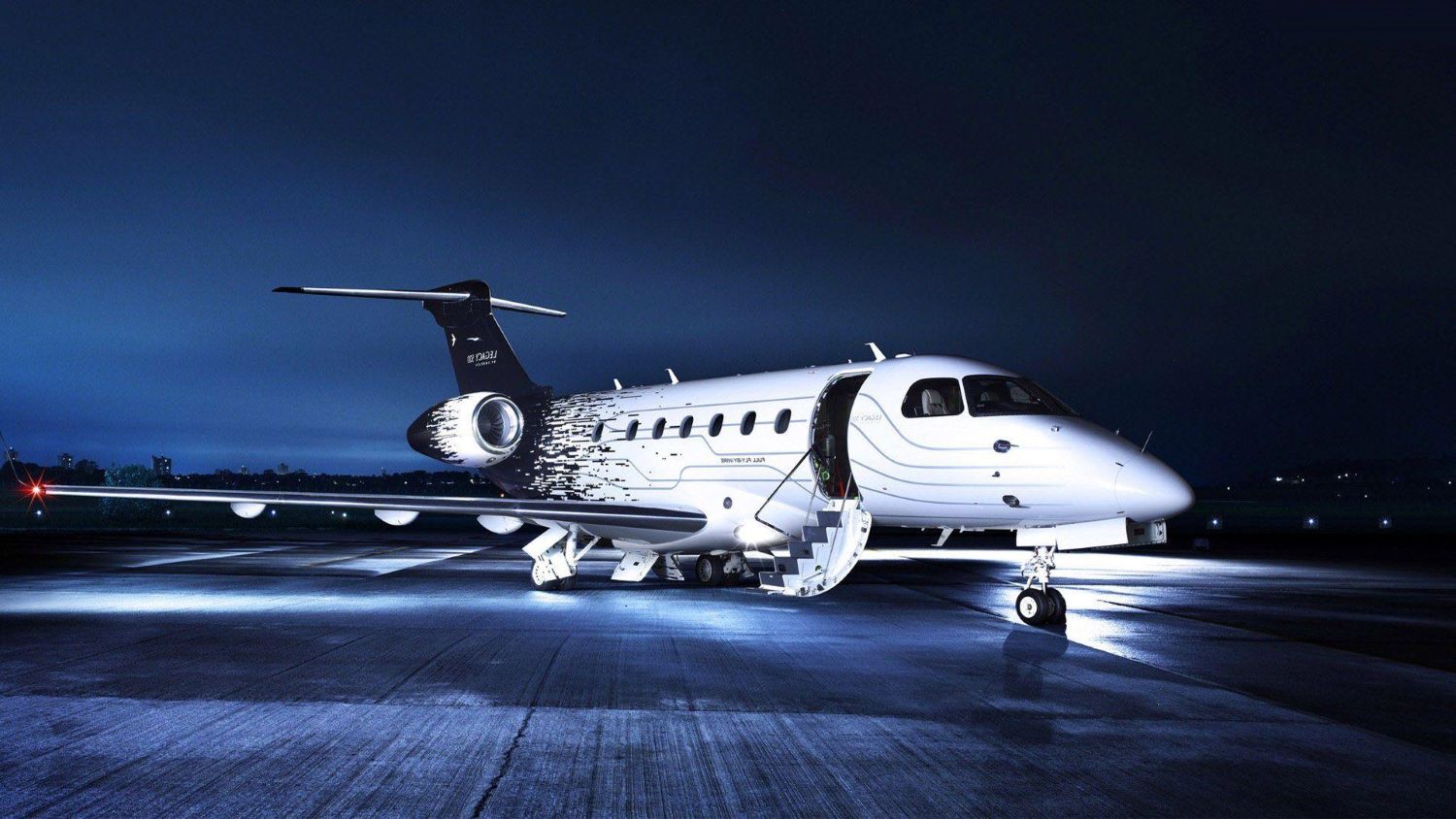 Private jet on runway